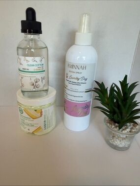 #12 Aminnah Body Bundle 
Body Oil
Whipped Body Butter 
Room Spray